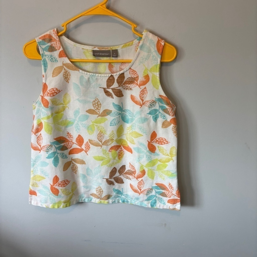 Croft & Barrow, Women's Linen, Leaf Pattern, Sleeveless top, SZ S - Picture 8 of 9